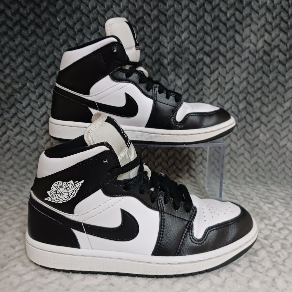 Air Jordan 1 Mid Panda Women's Sneakers Shoes Black White Size 5.5